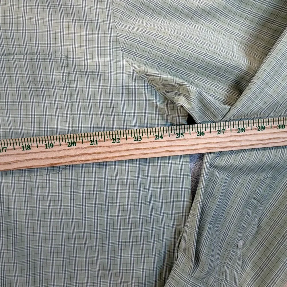 Eddie Bauer Button Down Shirt Men XL Wrinkle Resistant Green Plaid Cotton